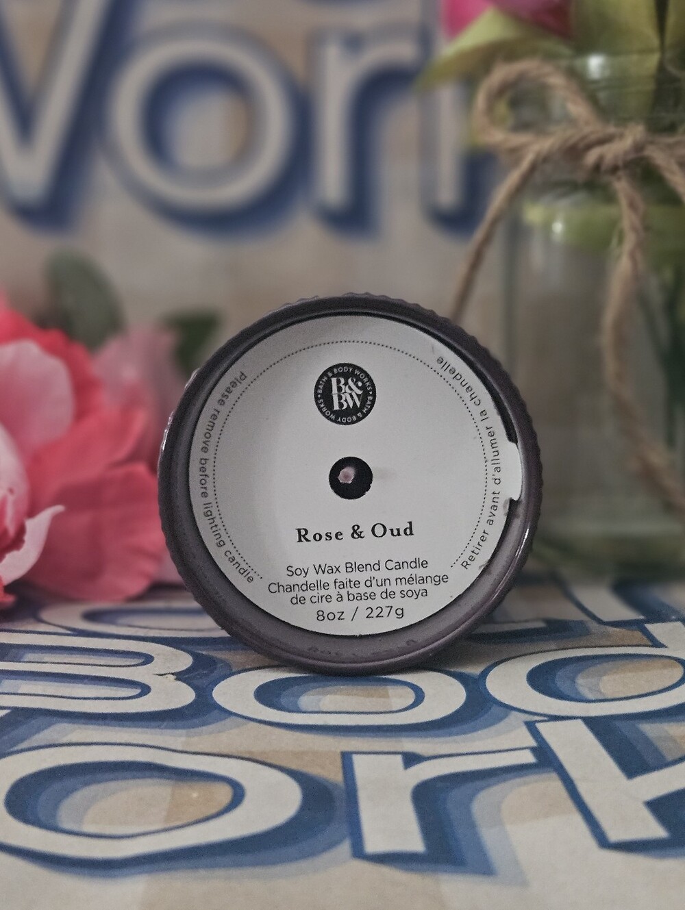 NWT Bath and Body Works Rose & Oud Single Wick Candle in Ceramic Jar - Purple - Picture 2 of 5
